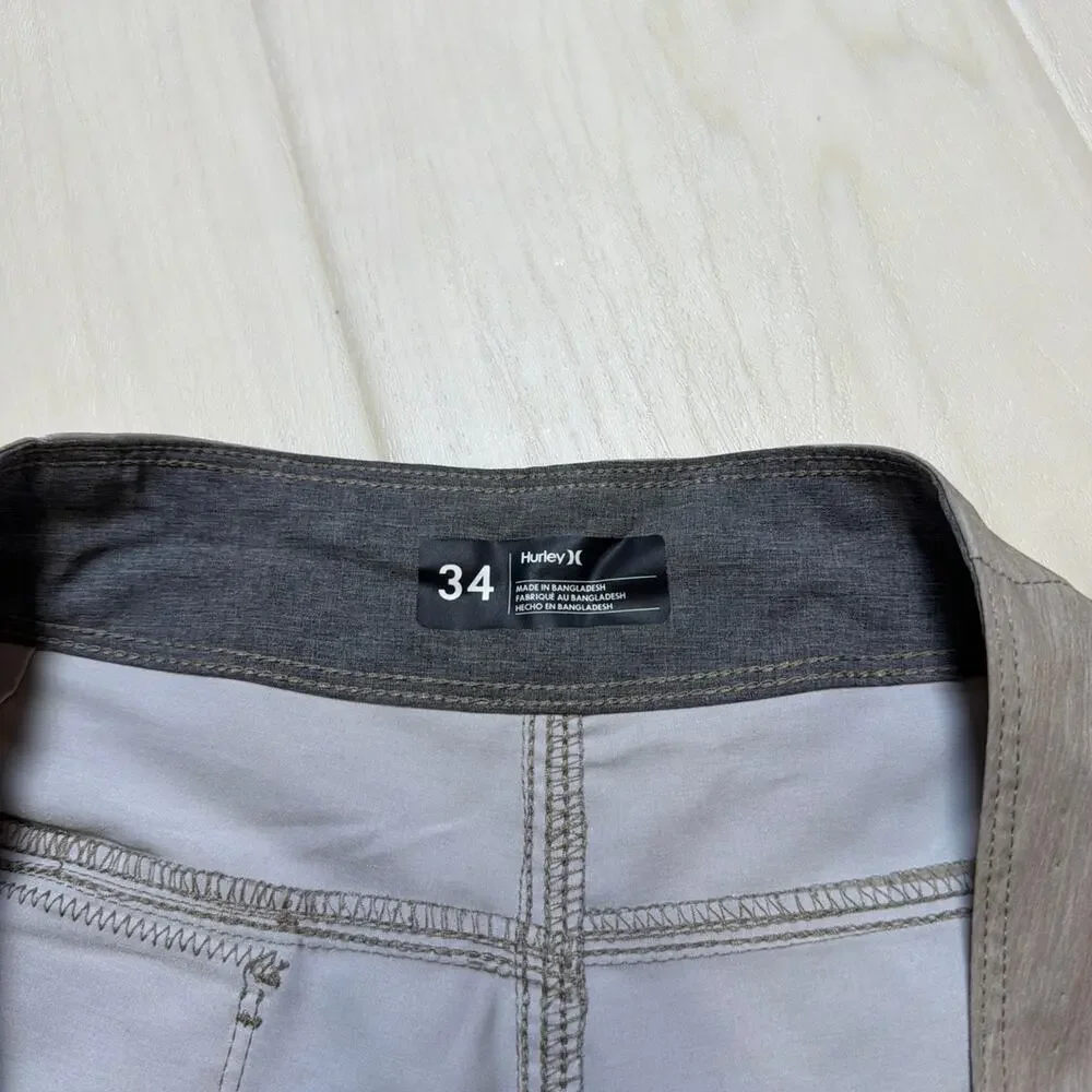 Hurley Phantom Block Party Grey Black Ombre Colorblock Board Shorts Size 34